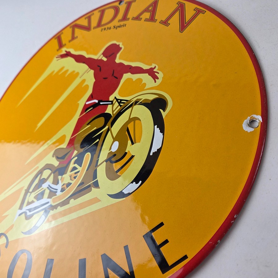 Vintage Idaho Gasoline Sign – Indian Chief Gas Motor Oil Pump Porcelain Sign