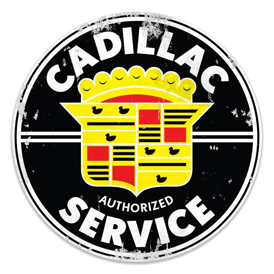 LARGE 36″ Cadillac Authorized Service Auto/ Gas & Oil Reproduction Metal Sign