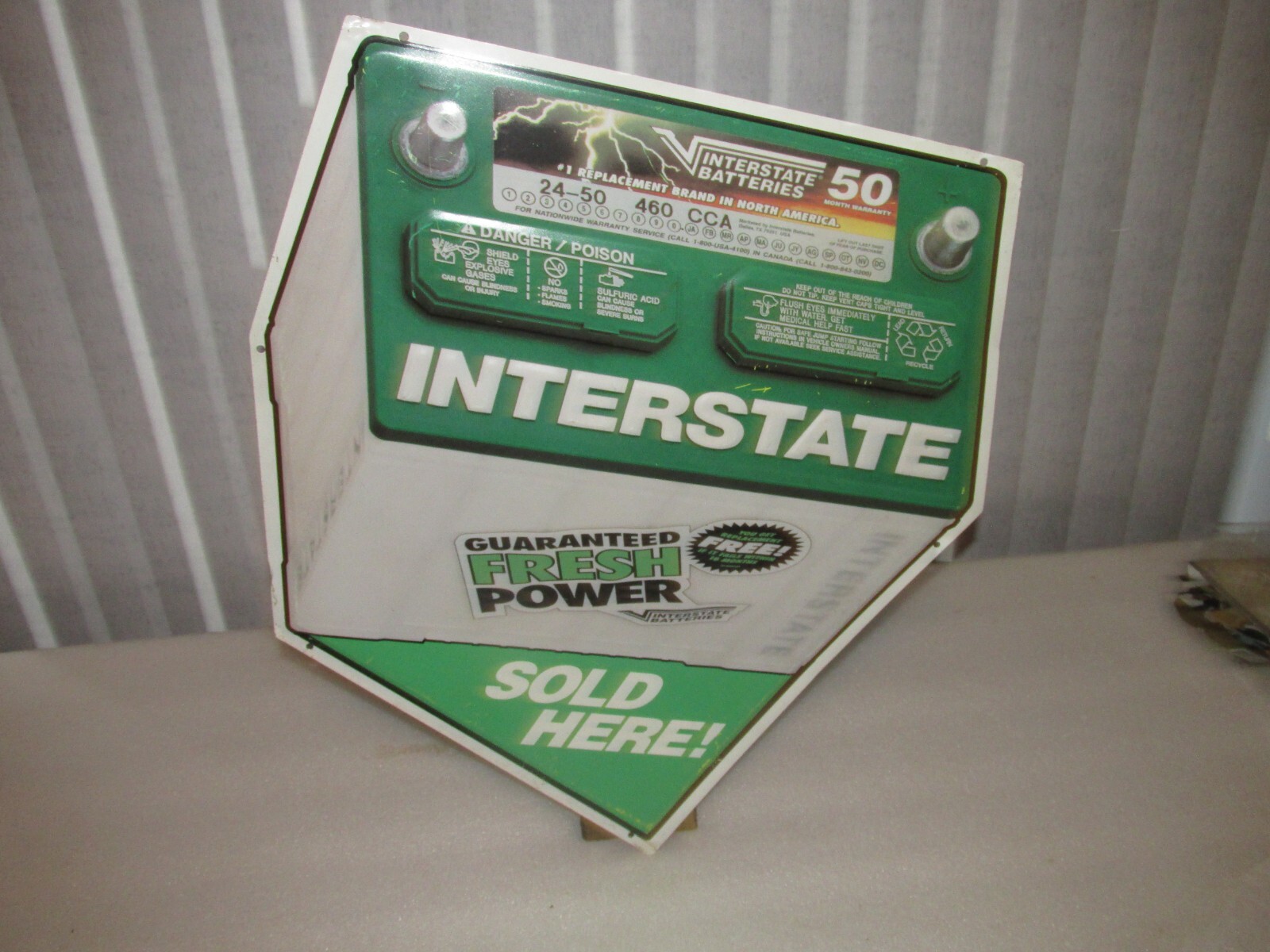 Interstate Batteries SIGN SOLD HERE tin Advertising Store Display RARE