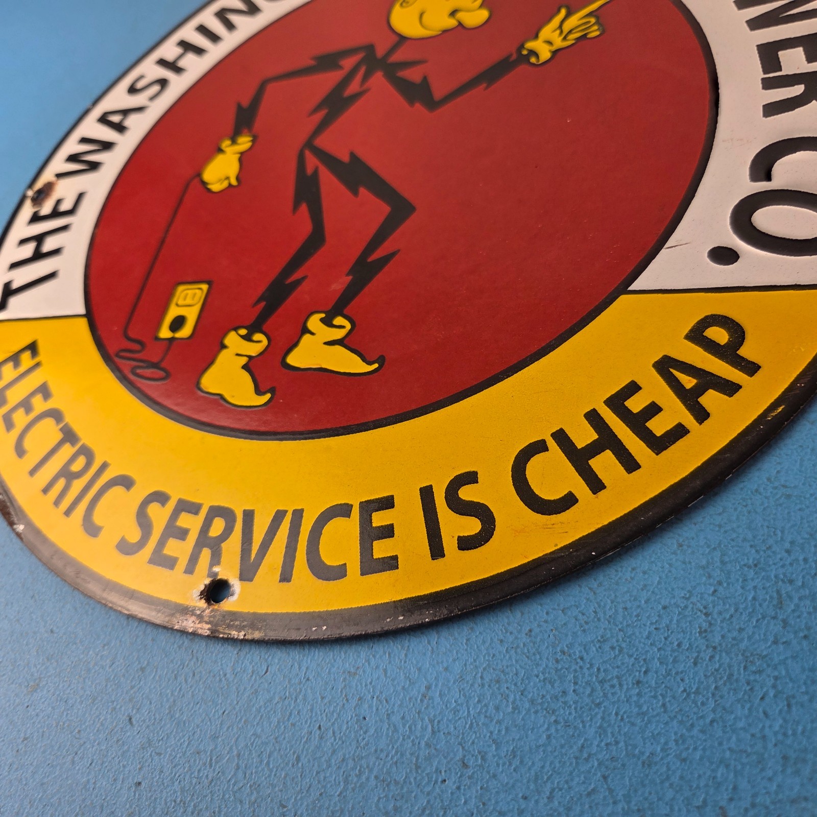Vintage Electric Service Porcelain Sign – Advertising Gas Station Pump Sign