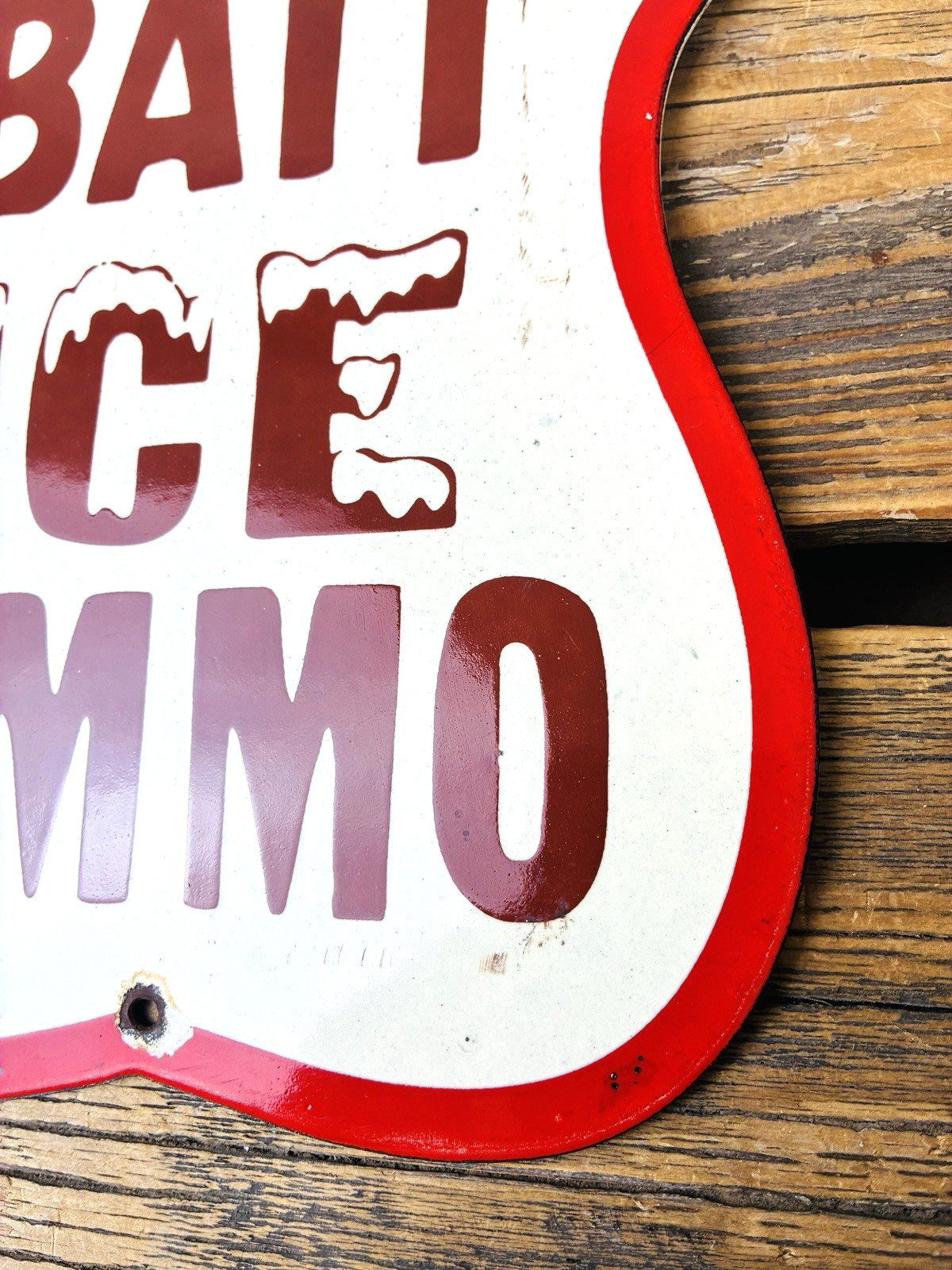 VINTAGE 12×9″ BEER BAIT ICE AMMO PORCELAIN GAS OIL SODA POP PUMP STATION SIGN