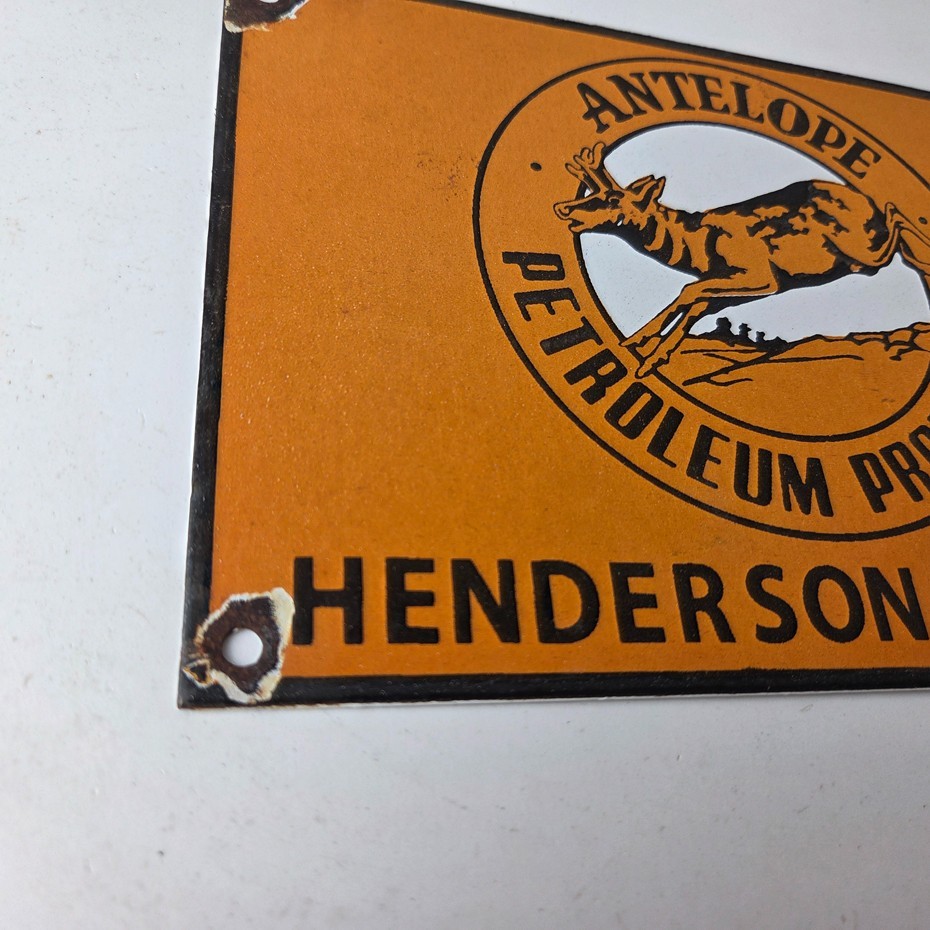 Vintage Antelope Petroleum Sign – Motor Oil Gas Pump Porcelain Advertising Sign