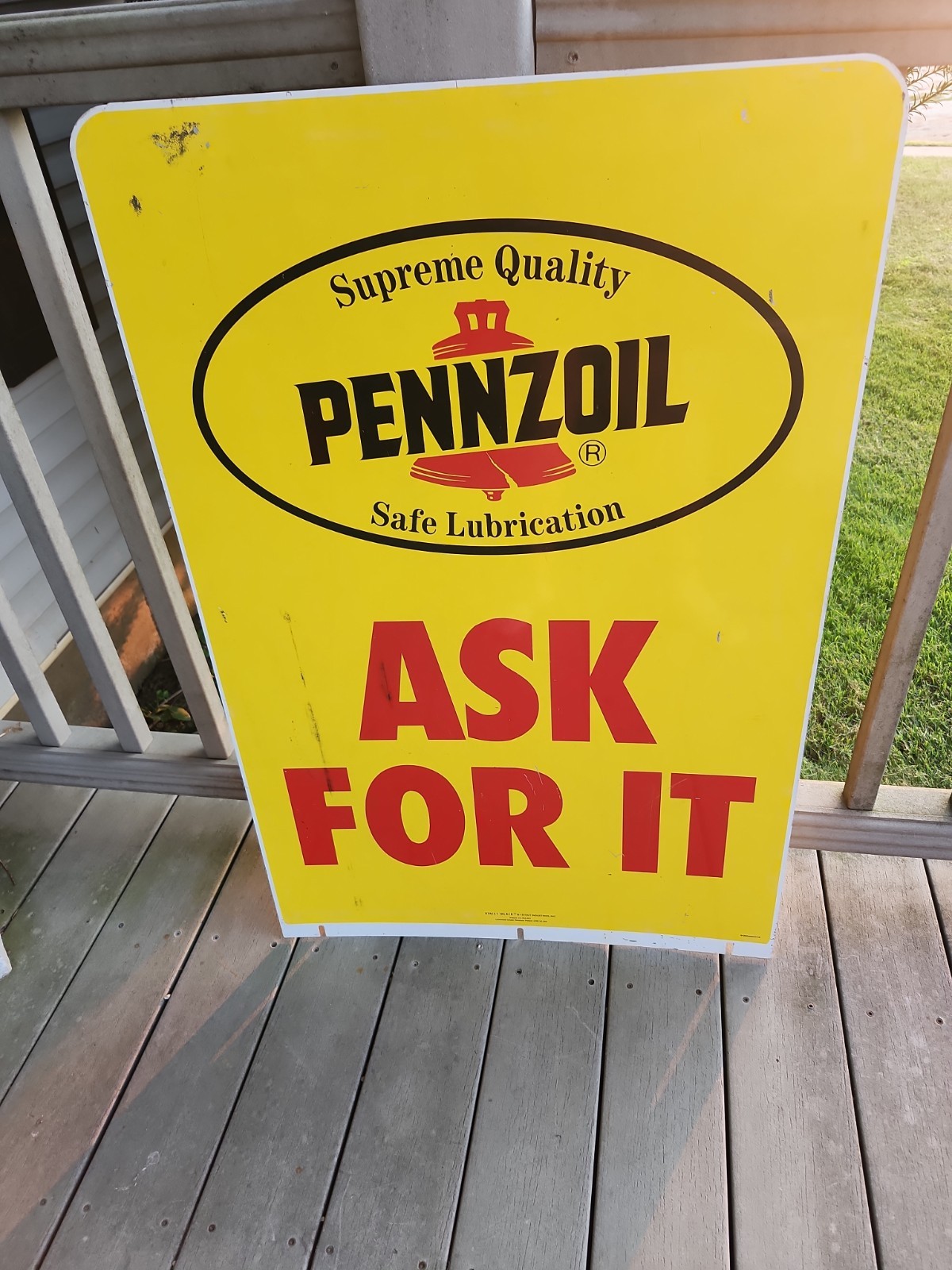 VTG.”PENNZOIL ASK FOR IT” METALSTREET TALKER SIGN,DOUBLE SIDED,LARGE 36×24