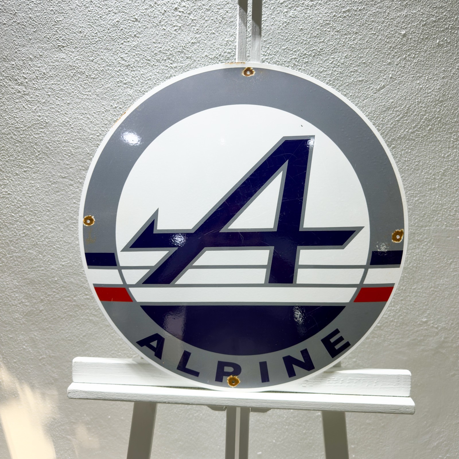 Alpine Rusted Vintage Racing Logo Heavy Metal Sign–Garage Decor – 50 cm (19.7”)