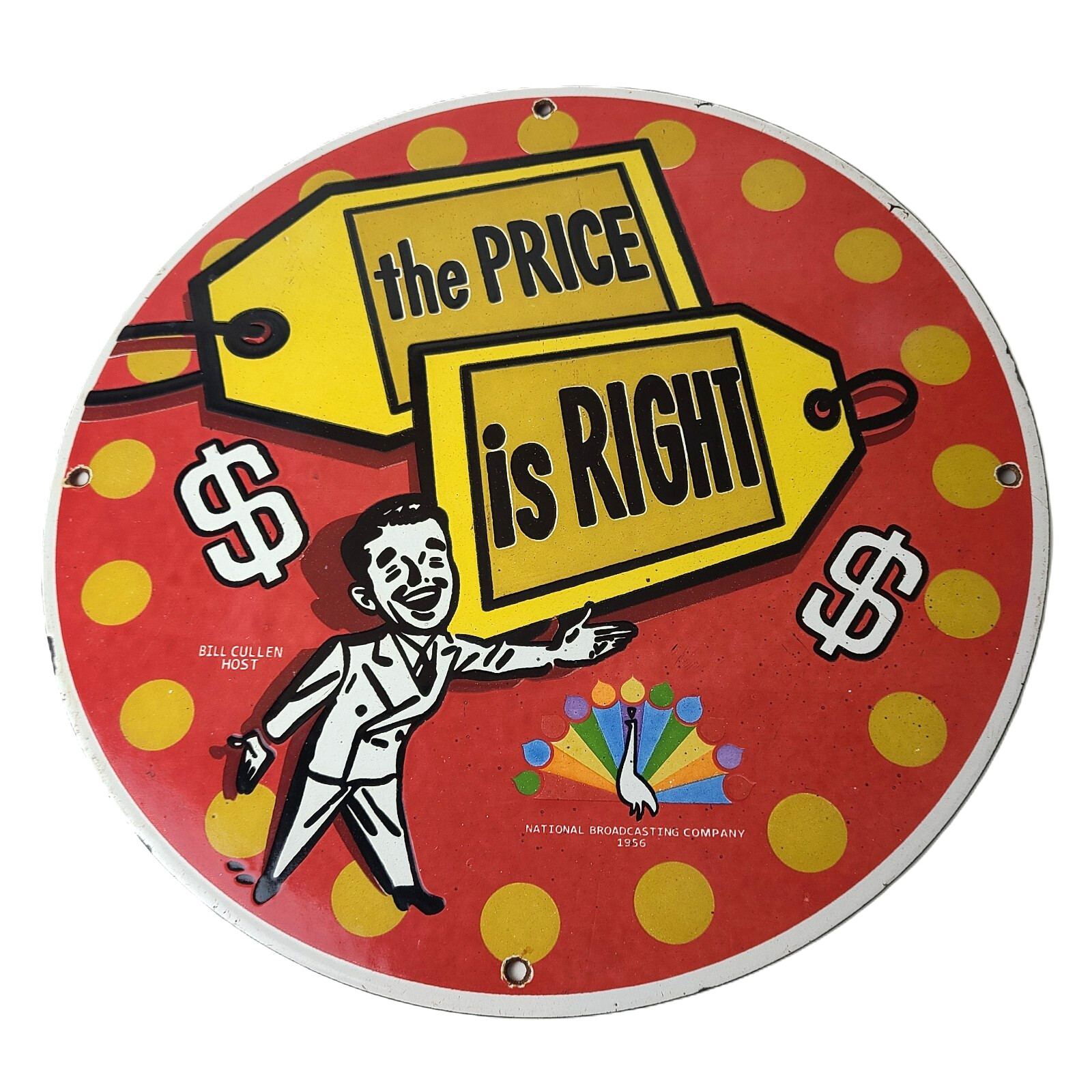 Vintage Price Is Right Sign – NBC TV Game Show Gas Pump Porcelain Sign