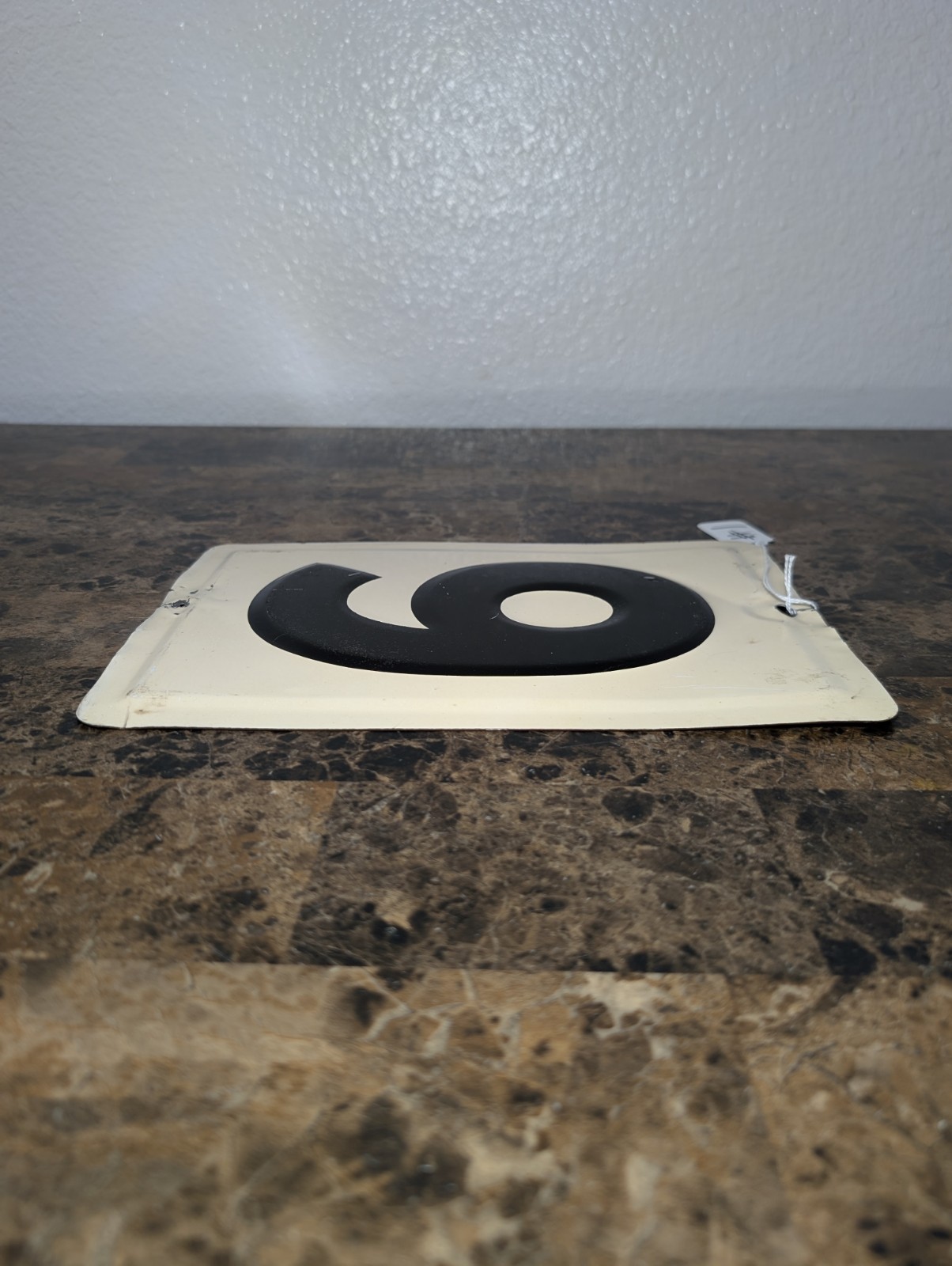 Vintage GAS STATION Sign Numbers 6 / 9 Black & White Embossed Metal Sign #1
