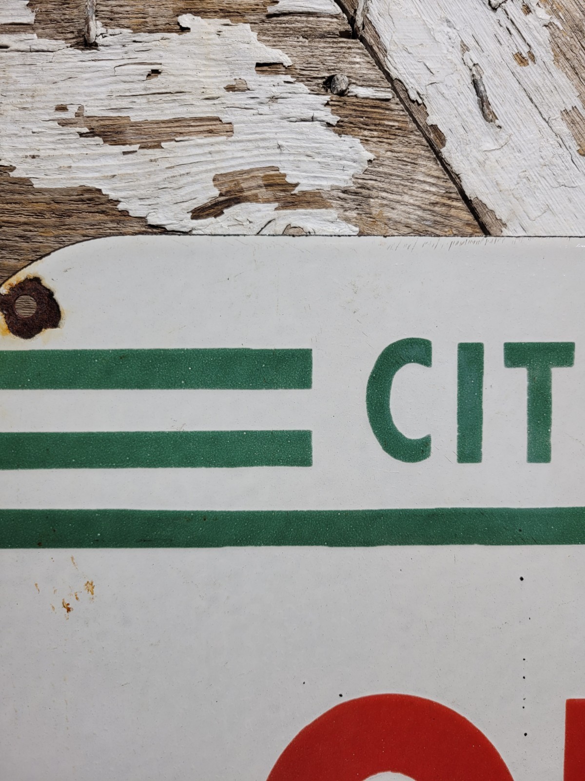 VINTAGE CITIES SERVICES PORCELAIN SIGN OLD GAS STATION RESTROOM BATHROOM TOILET