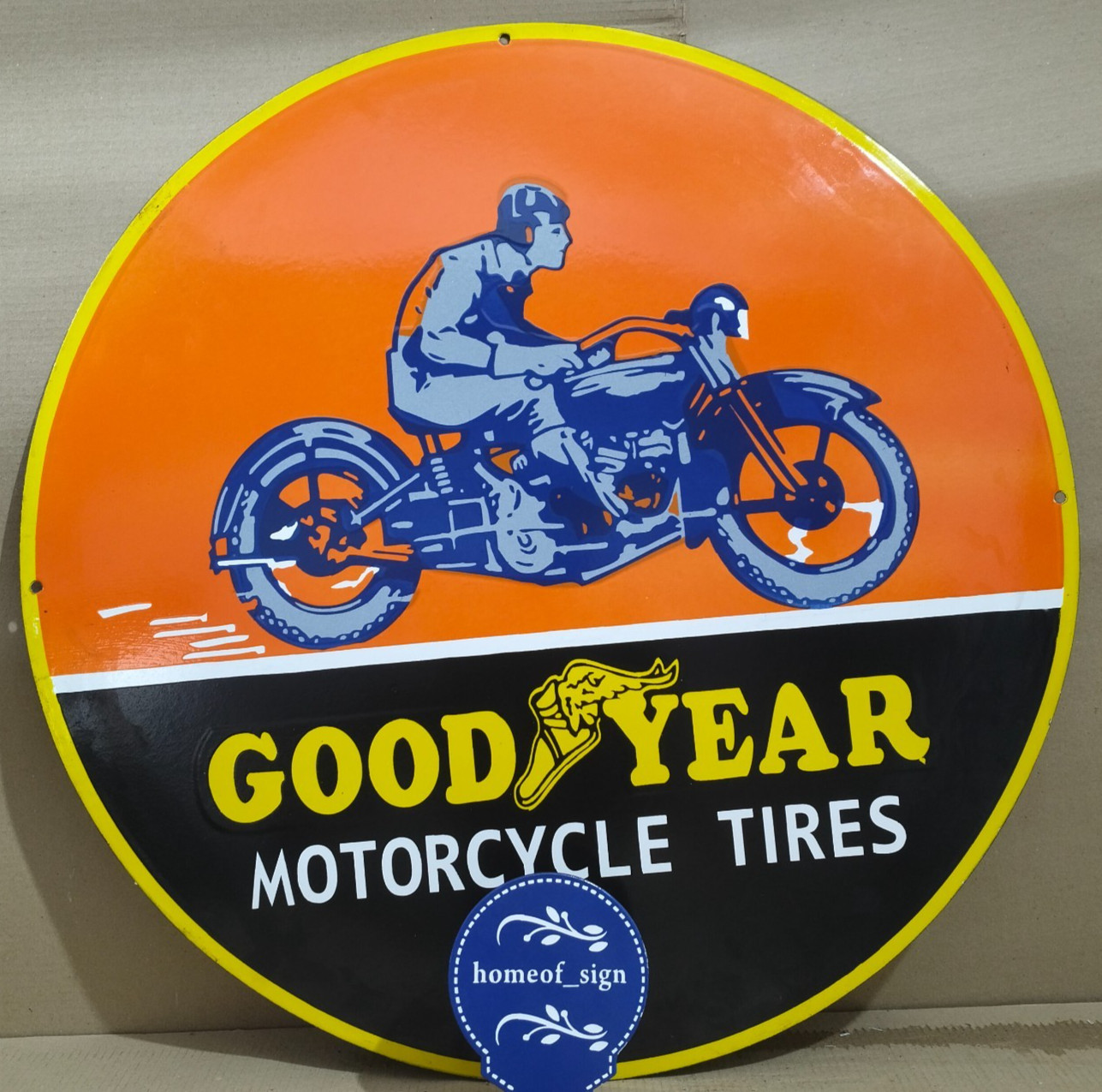 Good year Motorcycle Tires Porcelain Enamel Sign 30 X 30 Inches 1 sides