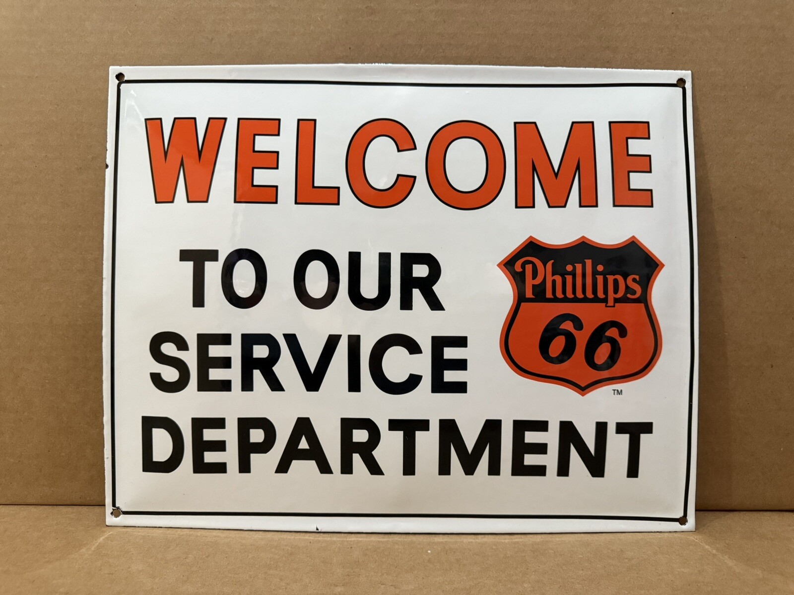 Vintage Porcelain Phillips 66 Sign Welcome To Our Service Department Gas Oil