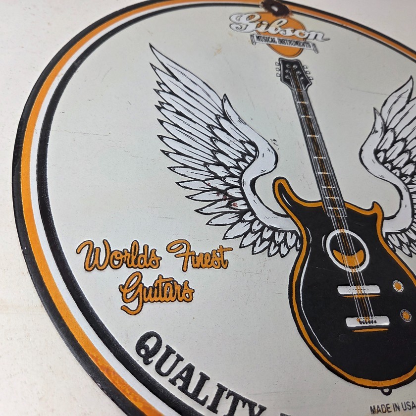 Vintage Gibson Guitars – Acoustic Electric Bass Store Porcelain Gas Station Sign
