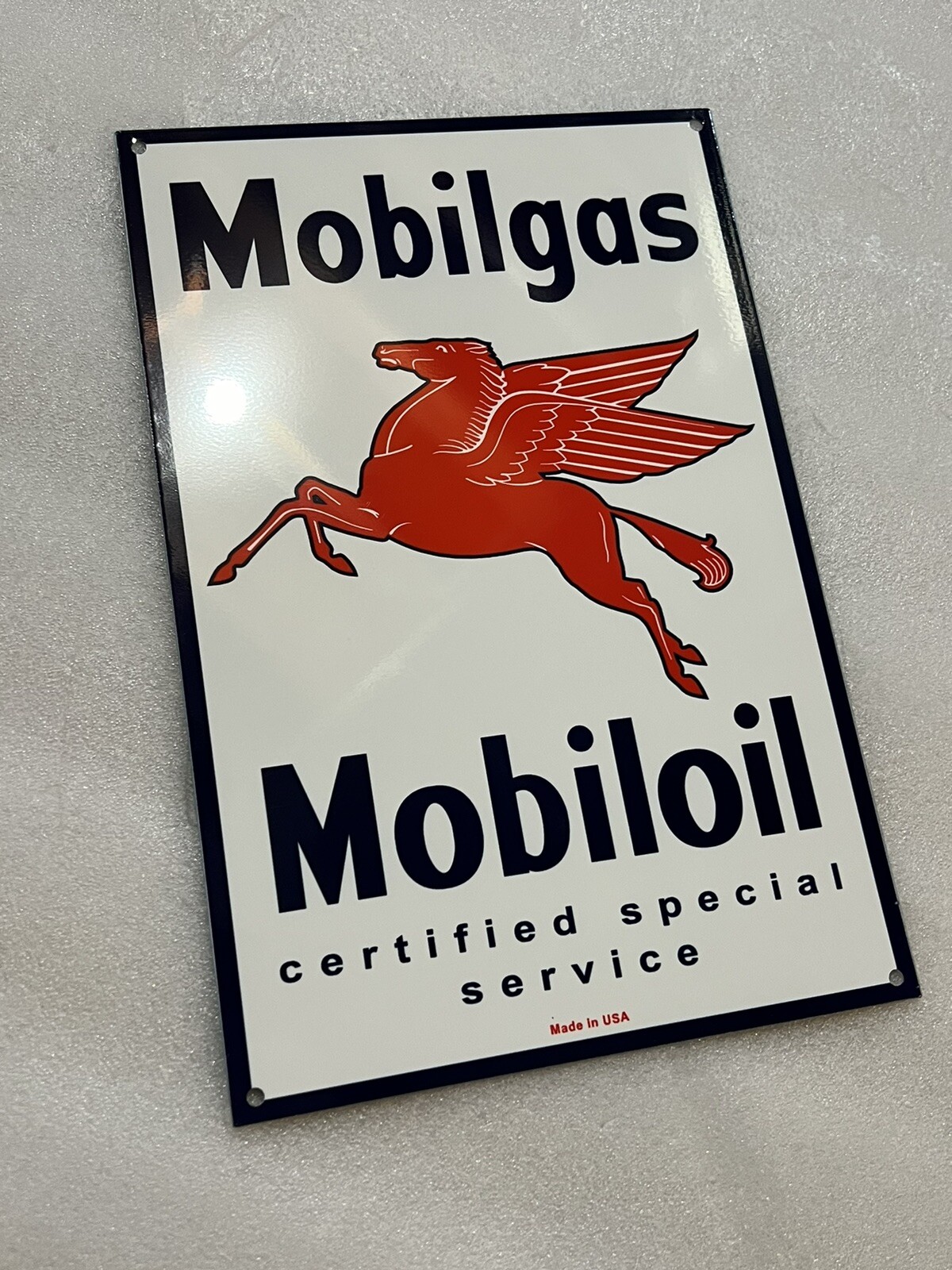 12” Mobilgas Service Gasoline Oil Heavy Metal Vintage Style Steel Sign