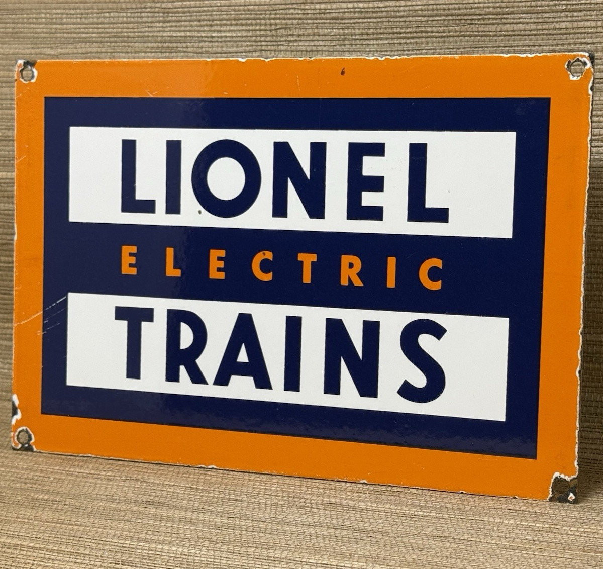 VINTAGE LIONEL ELECTRIC TRAINS PORCELAIN SIGN METAL GAS OIL STEEL U.S.A. STATION