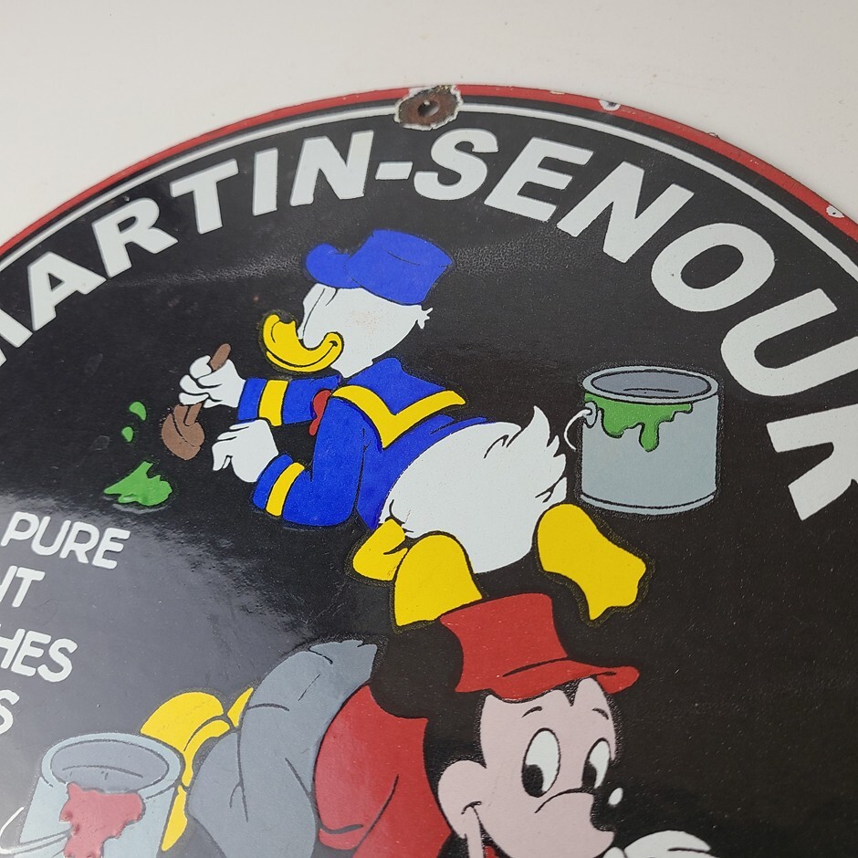 Vintage Martin Senour Paint Sign – Porcelain Varnishes Enamels Disney Gas Sign