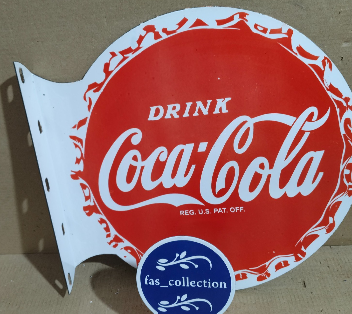 Drink Coca Cola Porcelain Enamel Sign 19.5 x 17 Inches 2 Sided