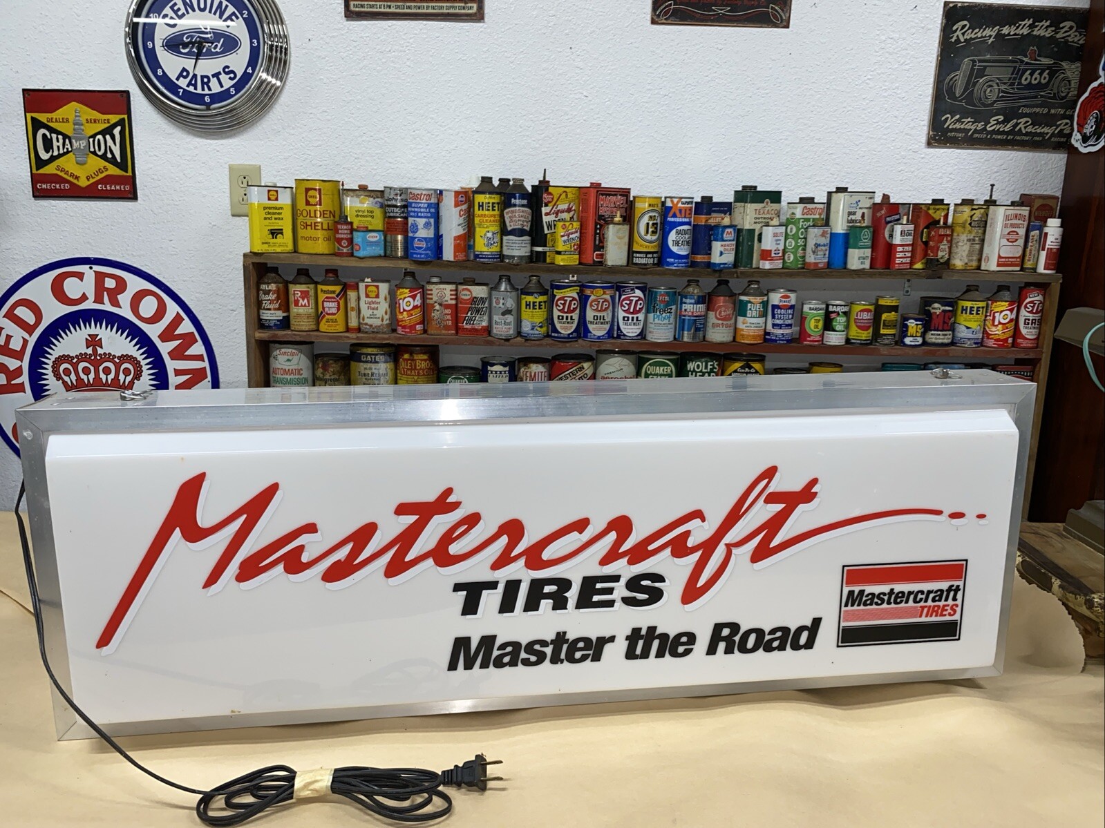 Mastercraft Tires 3’ Ft Double Sided Dealer Sign Lighted Nice. Check It Out
