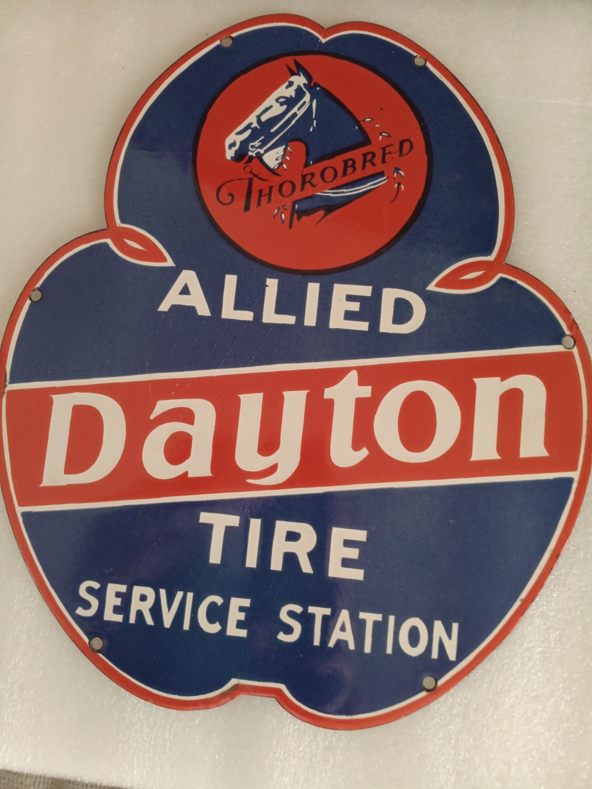 Allied Dayton Thoroughbred Porcelain Enamel Sign 14.5 x 12 Inches 1 Sided