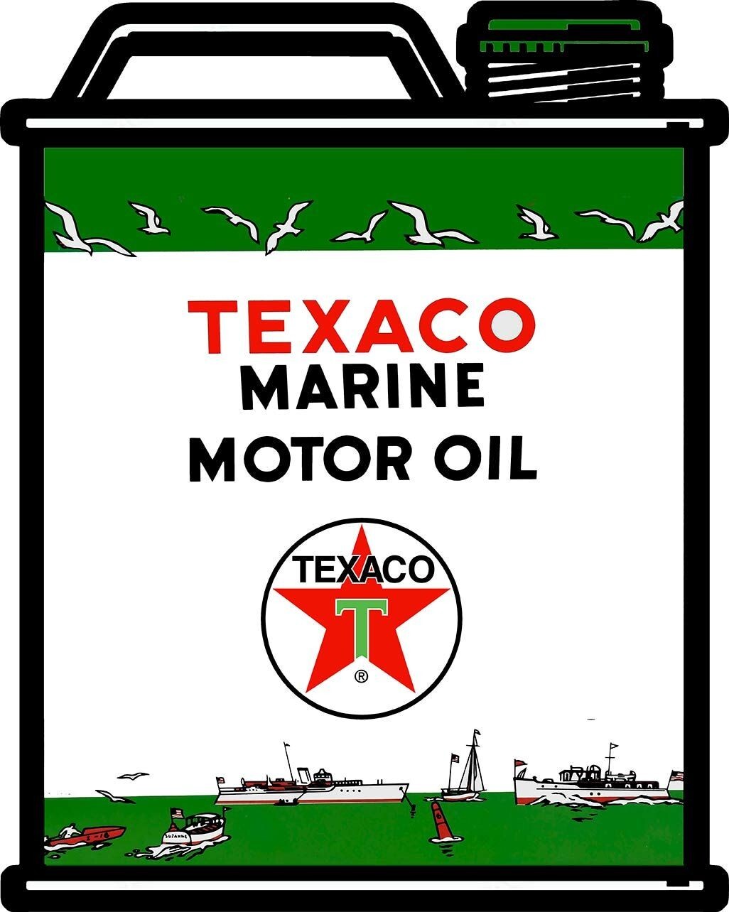 Texaco Marine Motor Oil Laser Cut Can Metal Sign