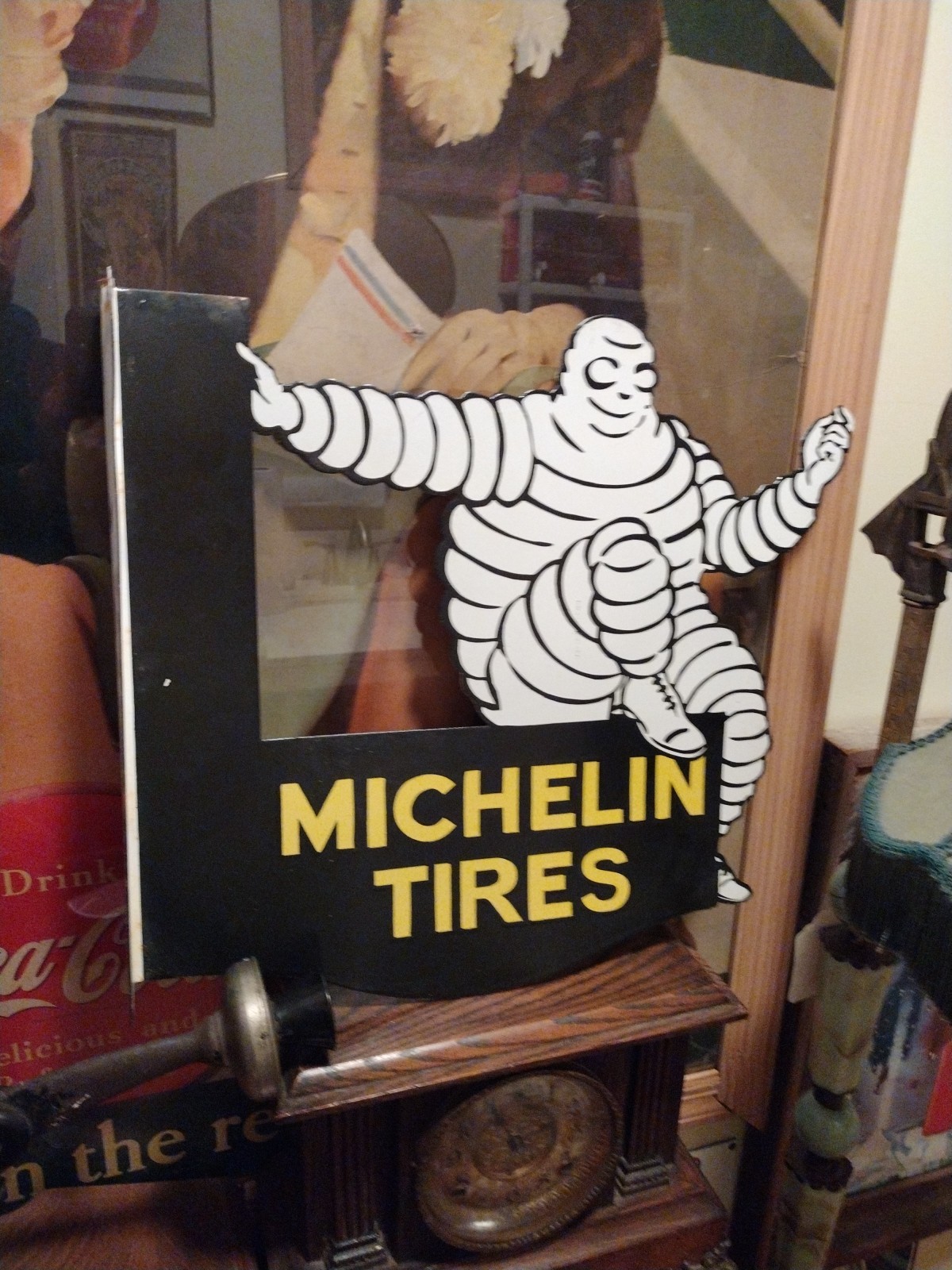 Rare Large Michelin Tires Dsp Porcelain Metal Flange Gas Oil Sign