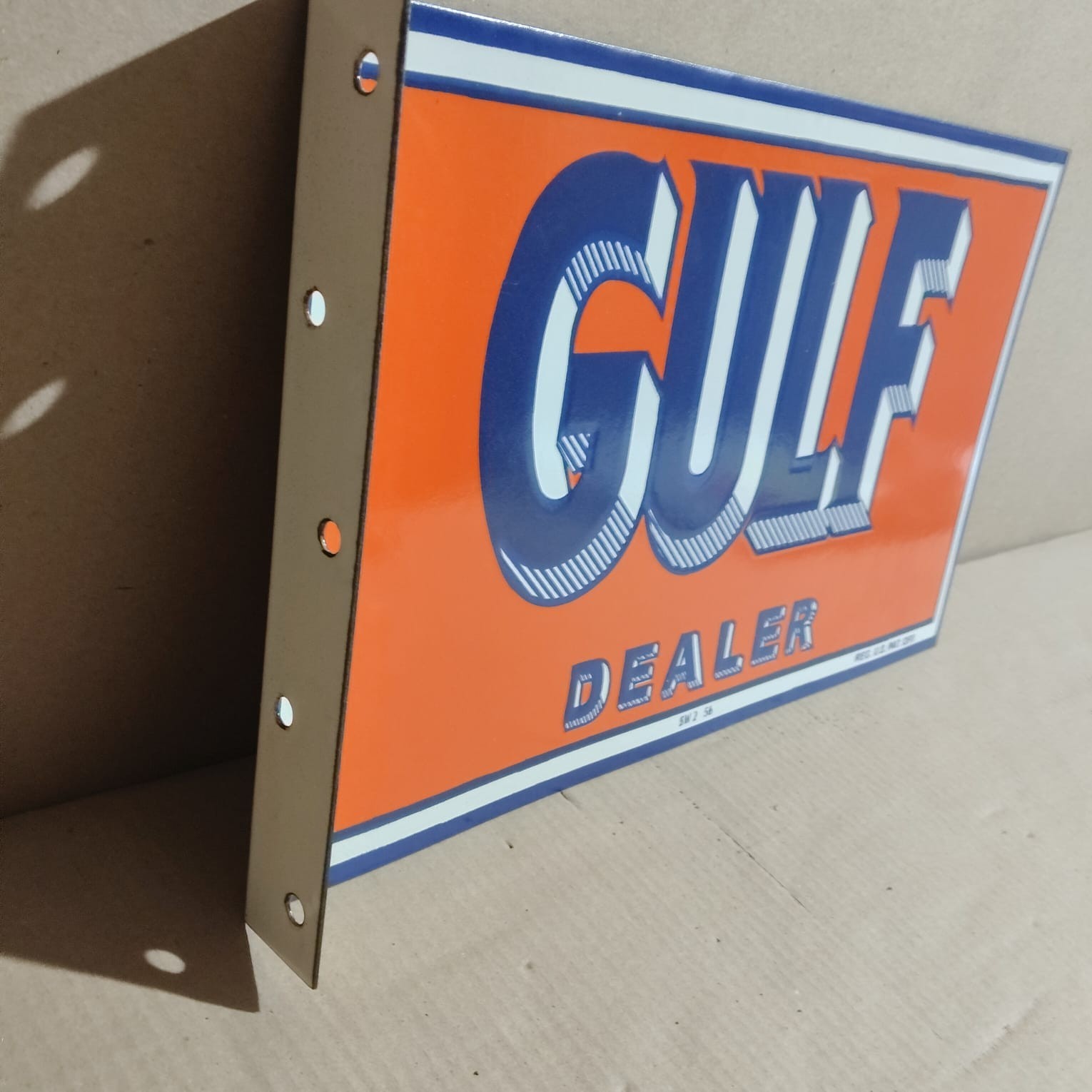 Gulf Dealer Porcelain Enamel Sign 18 x 10 Inches 2 Sided