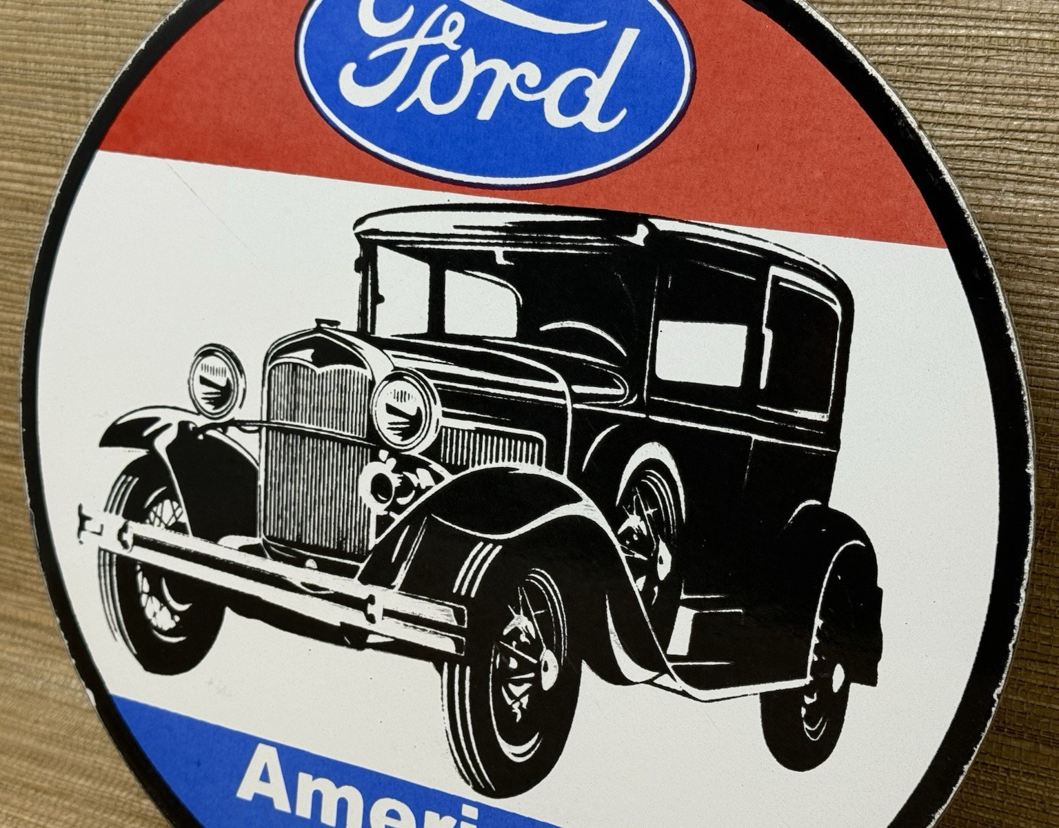 VINTAGE FORD MODEL T PORCELAIN SIGN GENERAL MOTORS DEALERSHIP GAS OIL CHEVROLET
