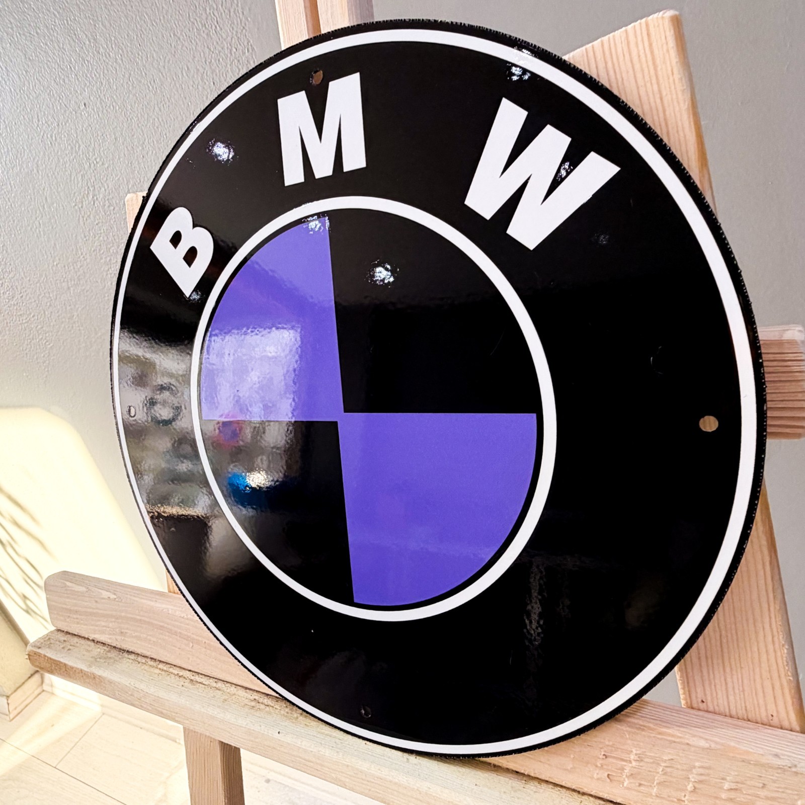 BMW Black Purple Roundel Heavy Metal Sign – Garage Decor – 30 cm (11.8”)