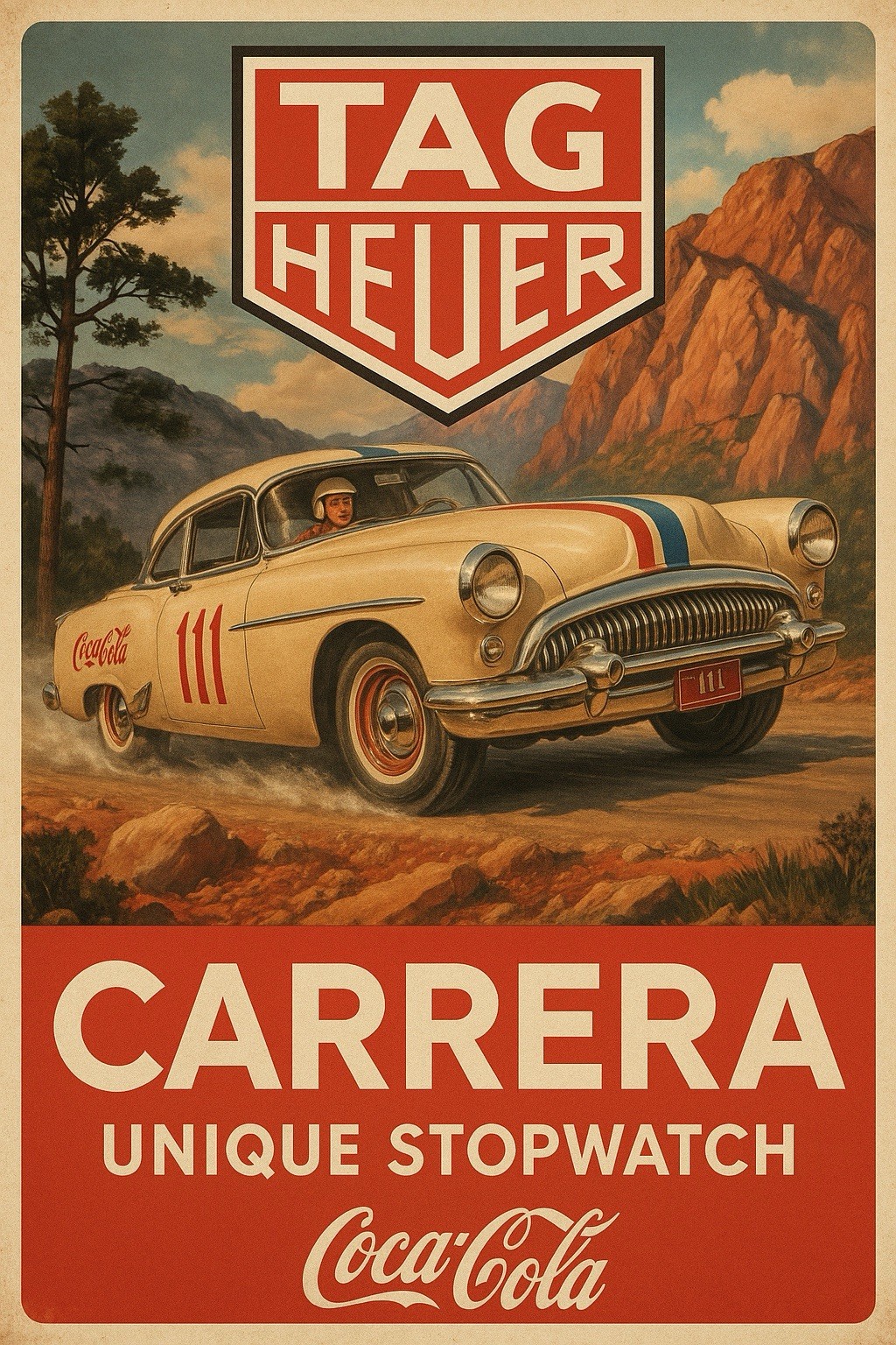 Hi Gloss! Tag Heuer Carrera Mexico Stop Watch Coca Cola Vintage Style Metal Sign
