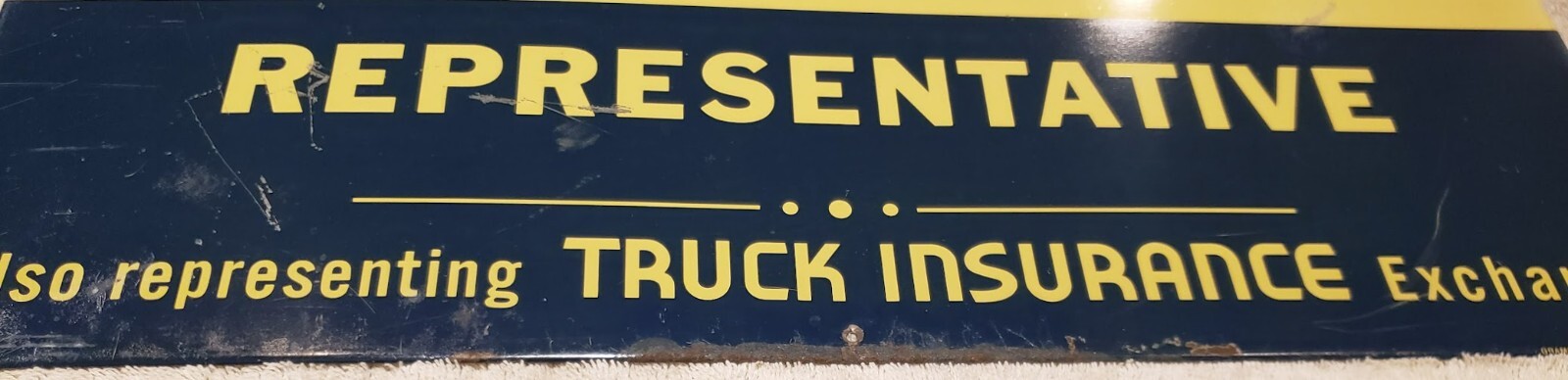 VERY RARE 1940’S FARMERS AUTOMOTIVE INTER INSURANCE EXCHANGE TIN SIGN 20″ X 17″