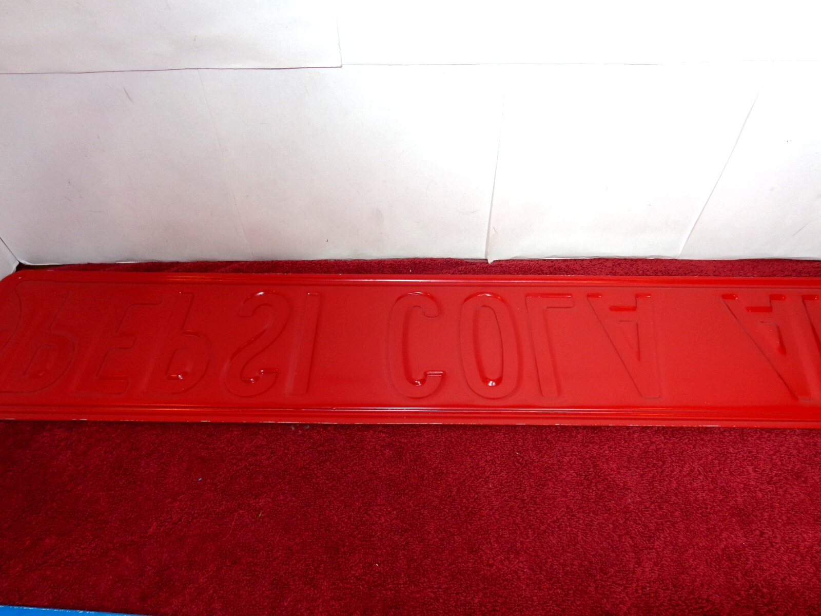 32 x 5 3/4 in PEPSI-COLA AVE. ADVERTISING SIGN EMBOSSED HEAVY DIE CUT METAL -C71