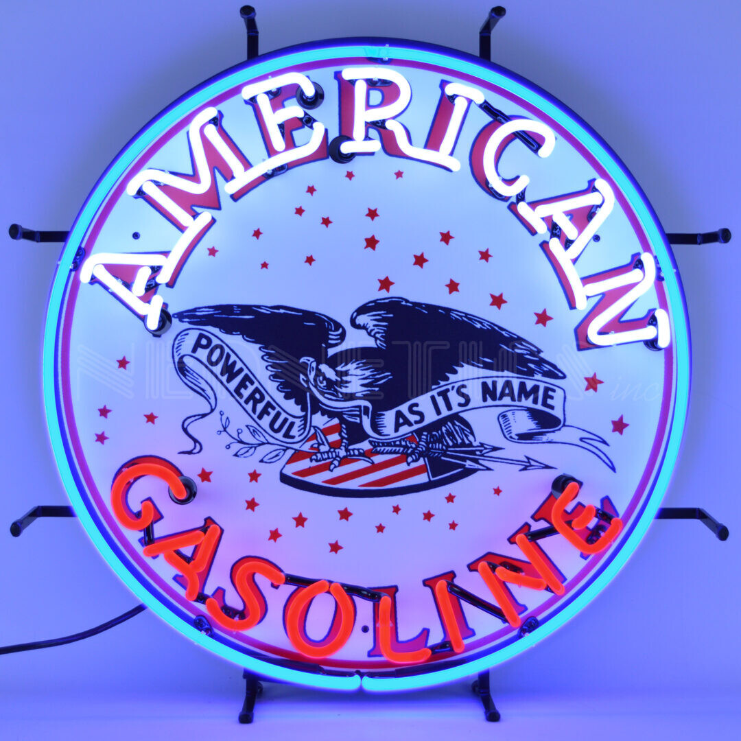 Neon sign American Eagle Gasoline Gas Oil advertising pump Globe wall lamp
