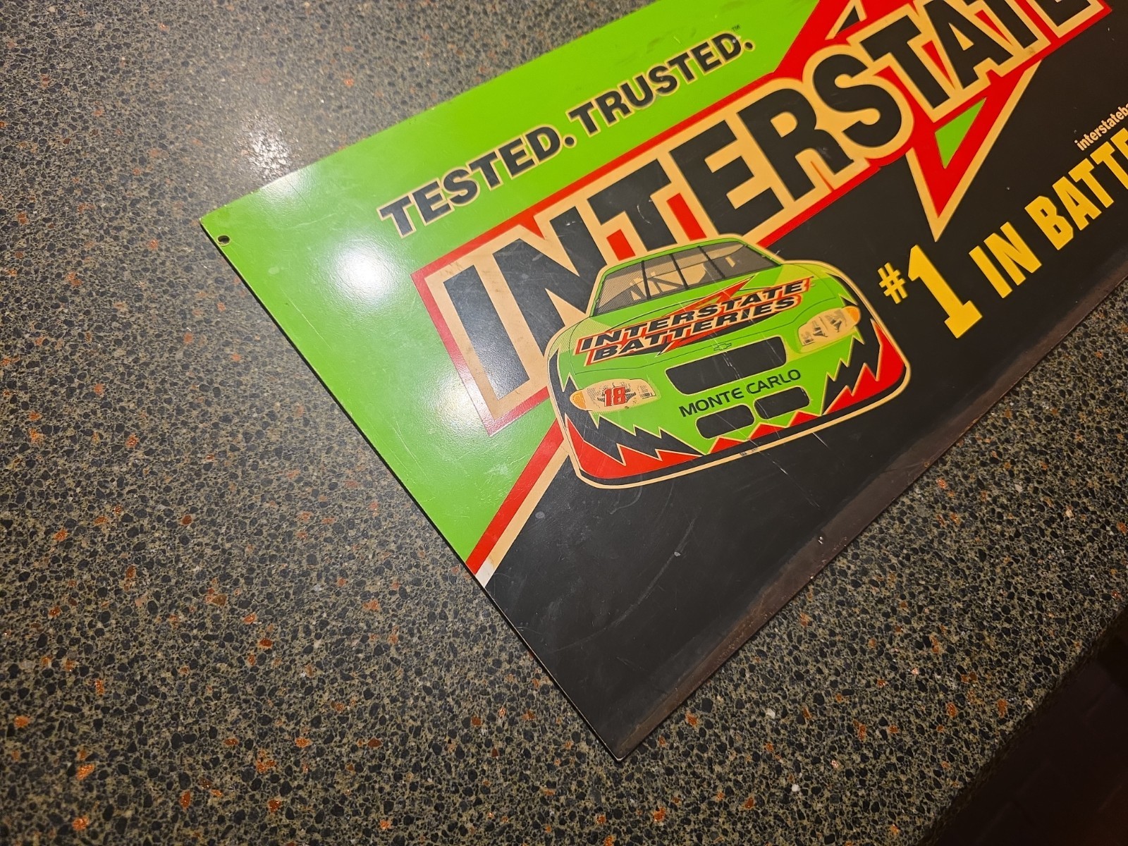Interstate Batteries Metal Rack Topper Sign 22×11 Fun Advertising Garage Mancave