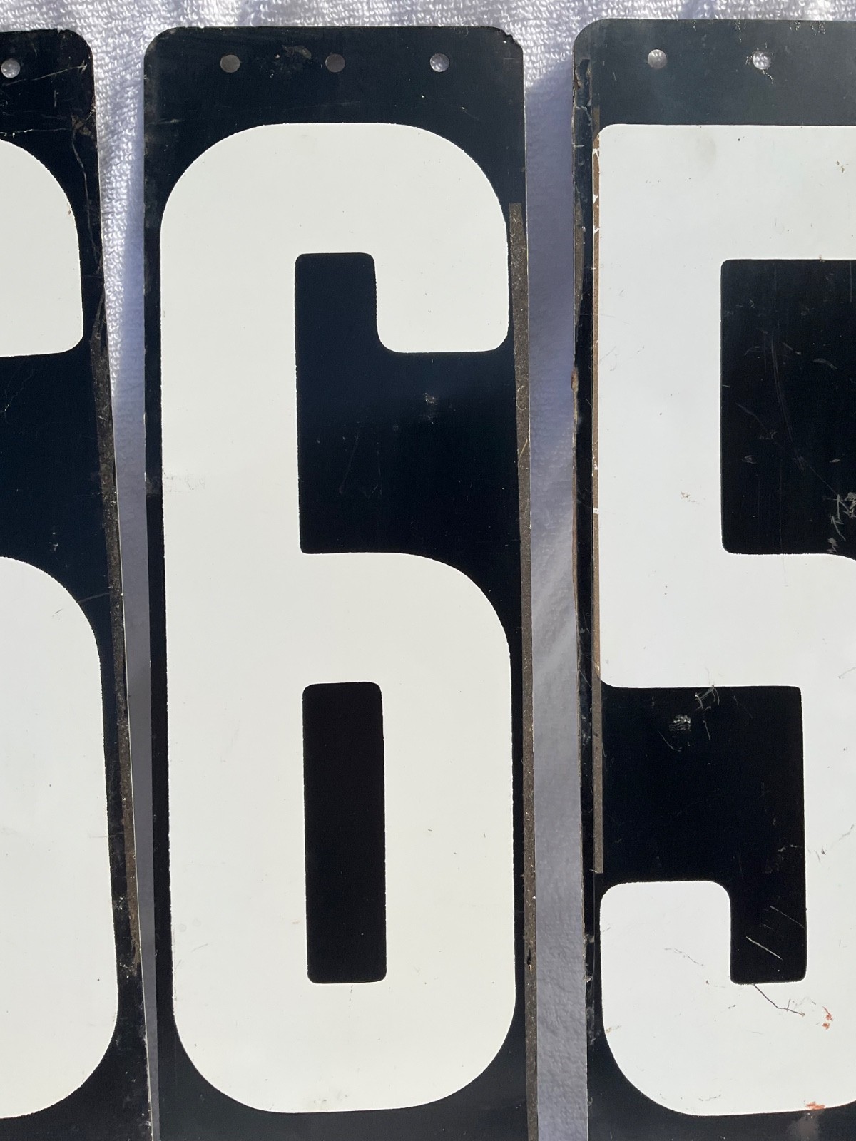 LOT OF 3 VINTAGE METAL GAS STATION PRICE NUMBER TIN SIGN CARD DOUBLE SIDED