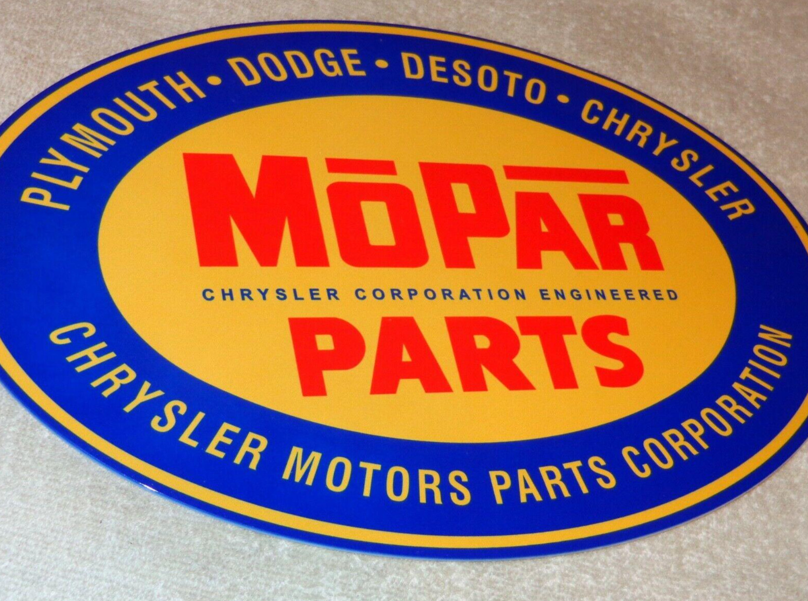 VINTAGE MOPAR PARTS CHRYSLER DODGE PLYMOUTH 1′ METAL CAR TRUCK GASOLINE OIL SIGN