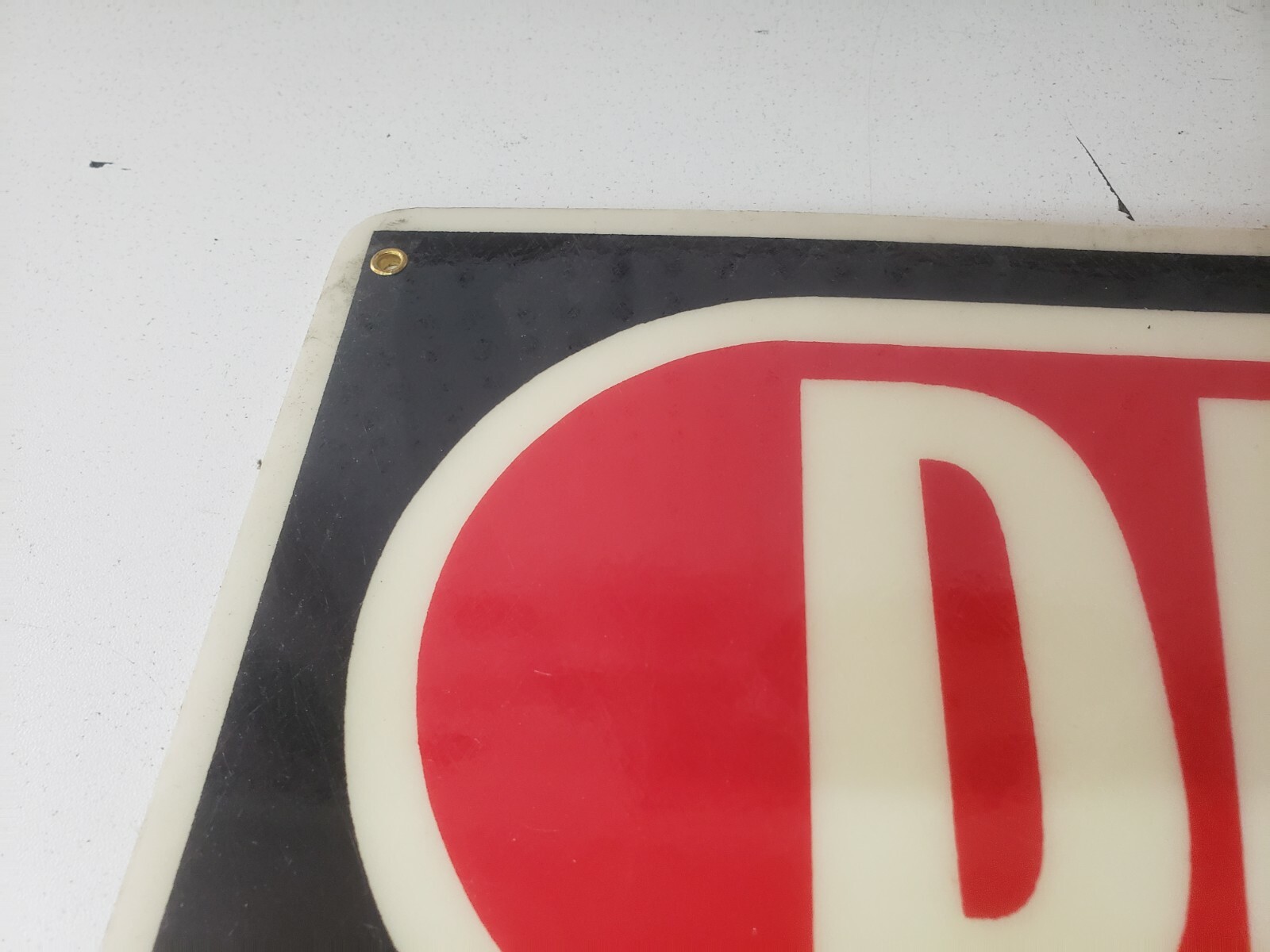 Vintage Danger Open Pit 20″x14″ Fiberglass Sign Construction Industrial Mining
