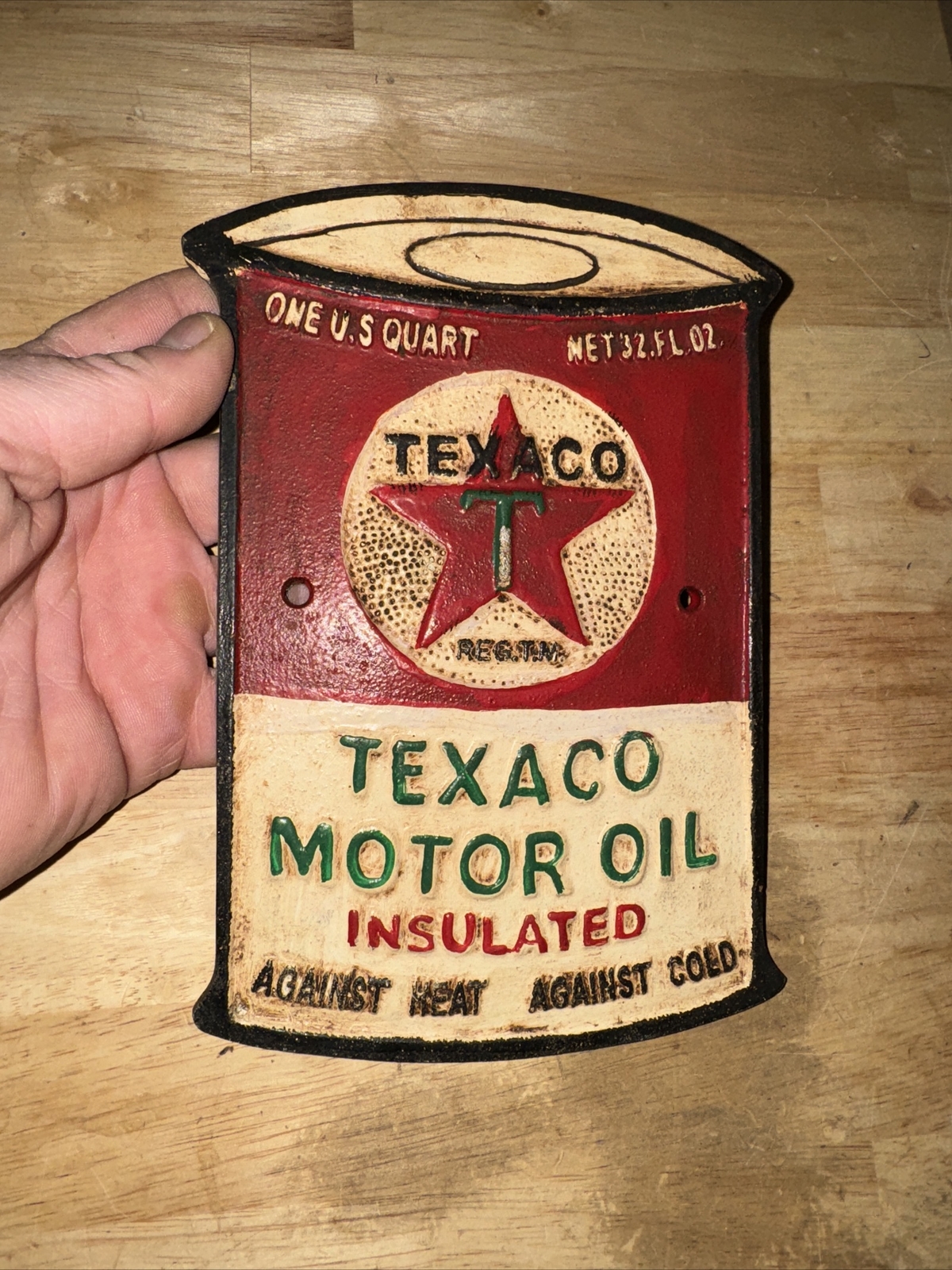 Texaco Oil Sign Plaque Coal Collector Man Cave Gas Advertisement 1/4 inch METAL