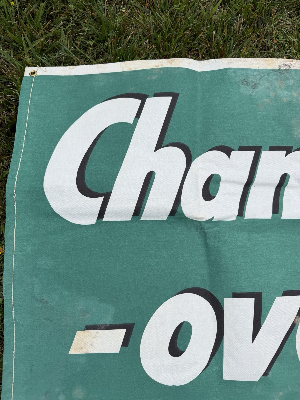 Vintage Amoco Banner Canvas Sign Gas Oil Flower Approved Original LUBRICANT