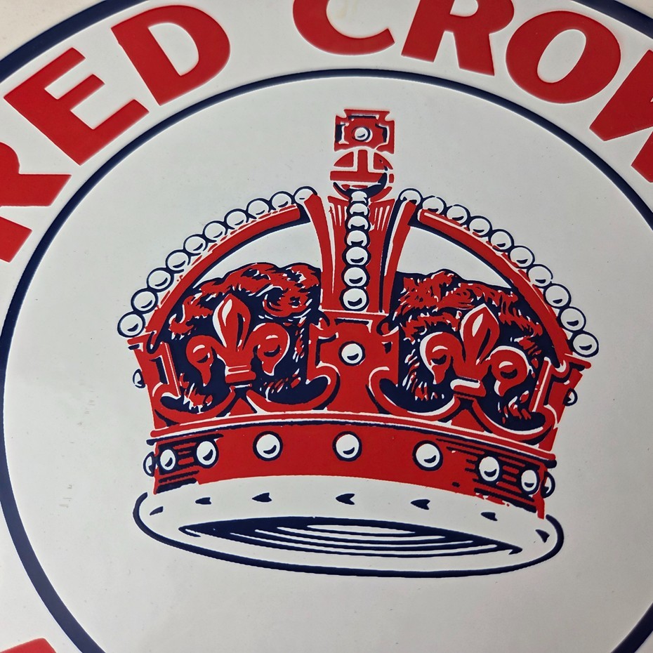 Vintage Red Crown Gasoline Sign – Porcelain Service Station Gas Pump Sign