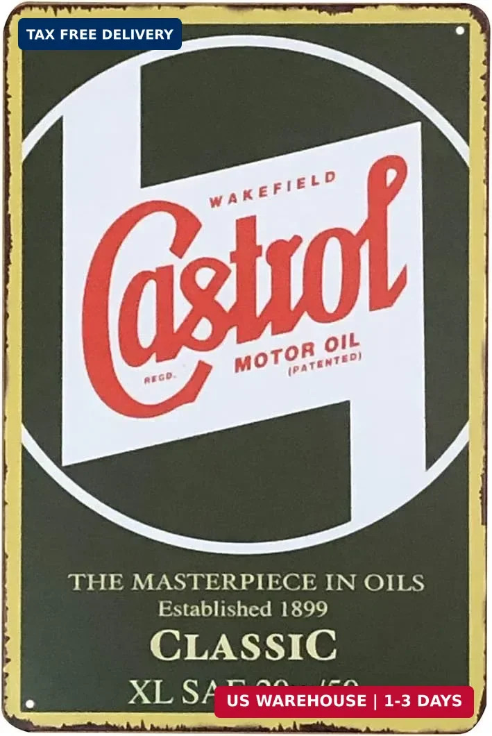 Pack of 5 pcs Retro Vintage Tin Signs, Gas Oil Car Metal Posters for Garage Man