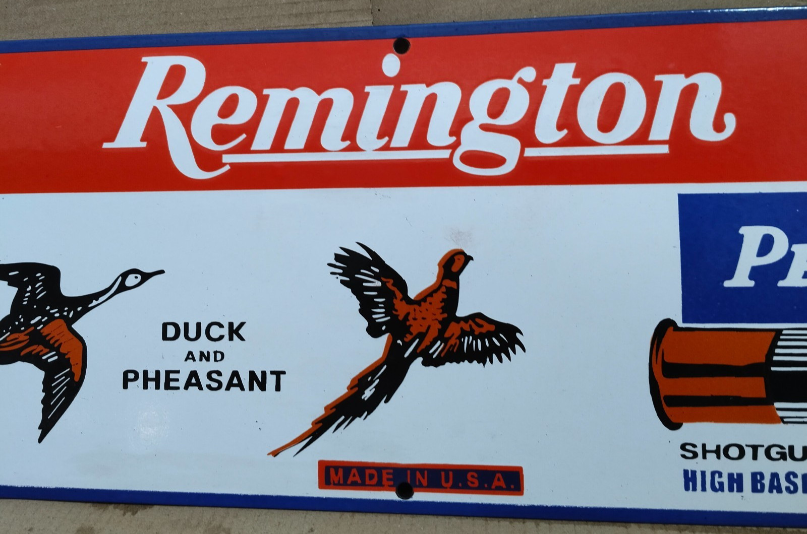 Remington Peters Porcelain Enamel Sign 24 X 10 Inches 1 sides
