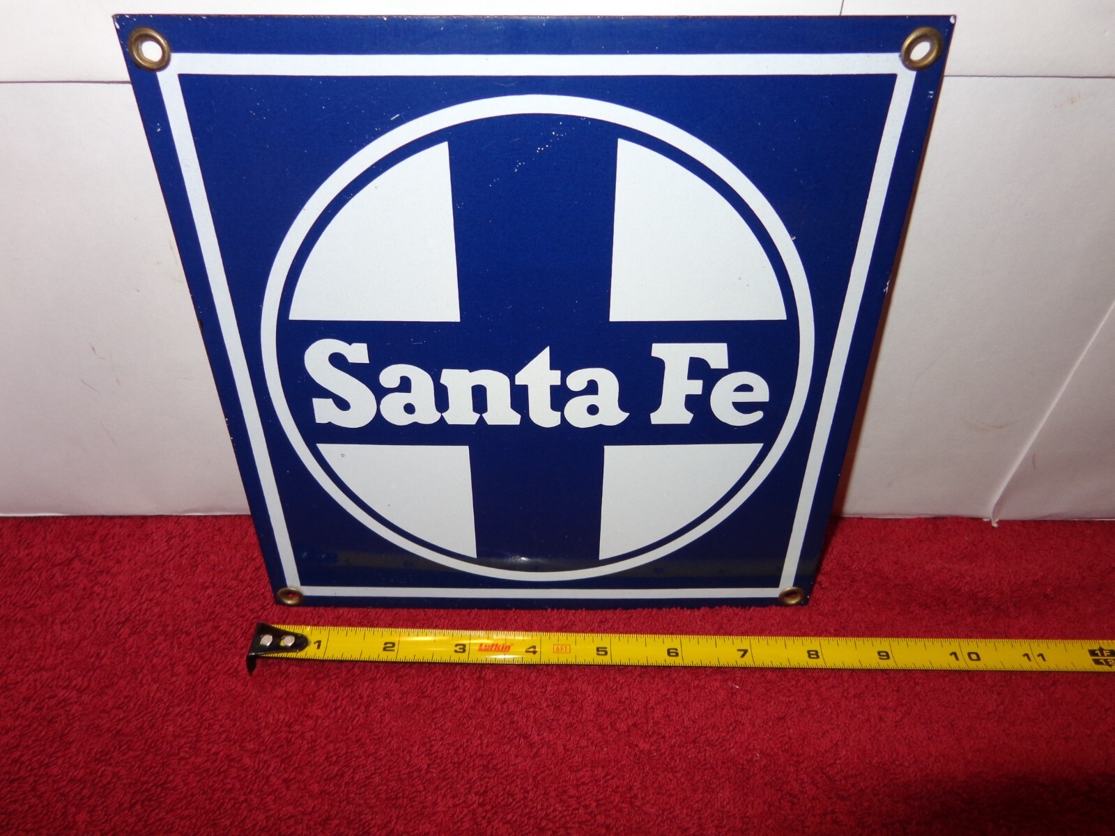 8 x 8 in SANTA FE CHIEF RAILROAD ADVERTISING SIGN HEAVY DIE CUT METAL # Z- 364