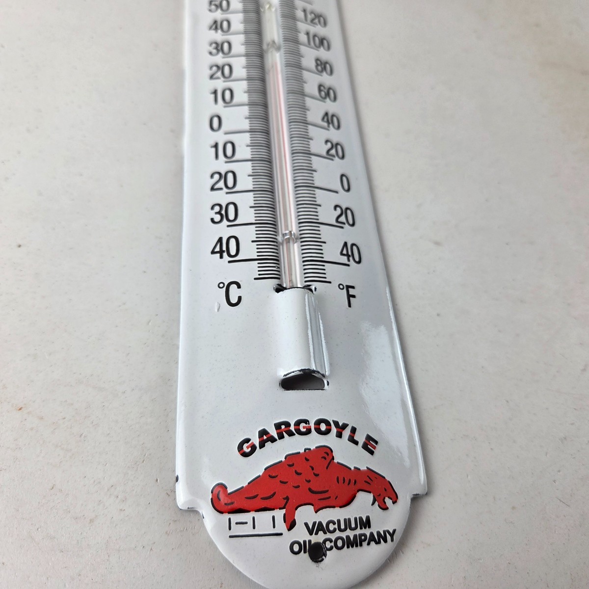 Vintage Mobil Gas Sign – Service Station Pump Ad Sign on Porcelain Thermometer