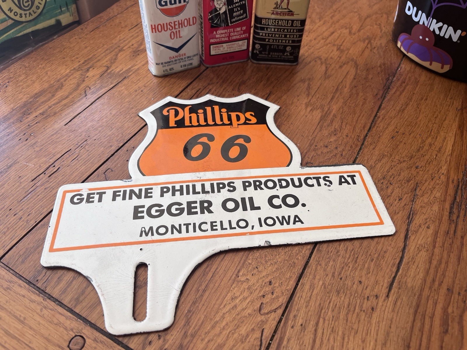 NICE PHILLIPS BIG 66 TOPPER EGGER OIL CO. IOWA PORCELAIN SIGN