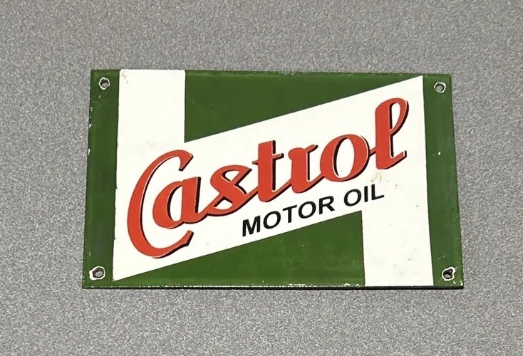 VINTAGE CASTROL PORCELAIN SIGN CAR GAS TRUCK GASOLINE