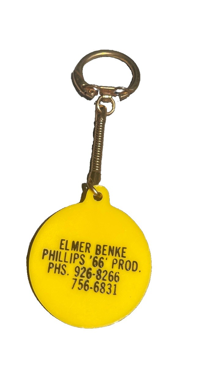 Elmer Benke Phillips 66 googly eyes happy face keychain