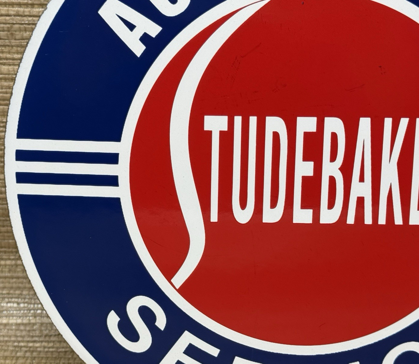 VINTAGE STUDEBAKER PORCELAIN SERVICE SIGN GAS STATION PUMP MOTOR OIL DEALERSHIP