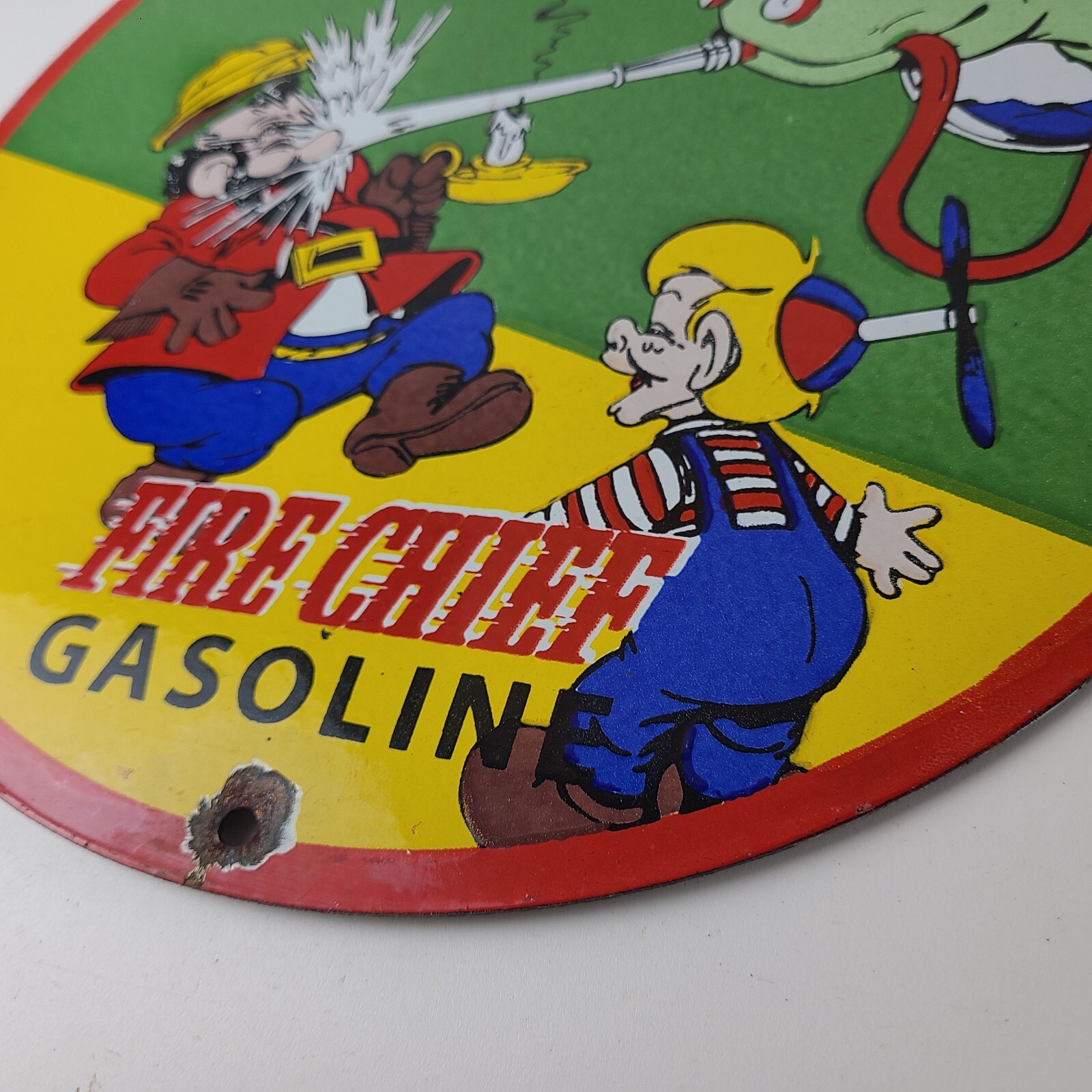 Vintage Texaco Gasoline Porcelain Sign – Firefighter Cecil Gas Pump Plate Sign