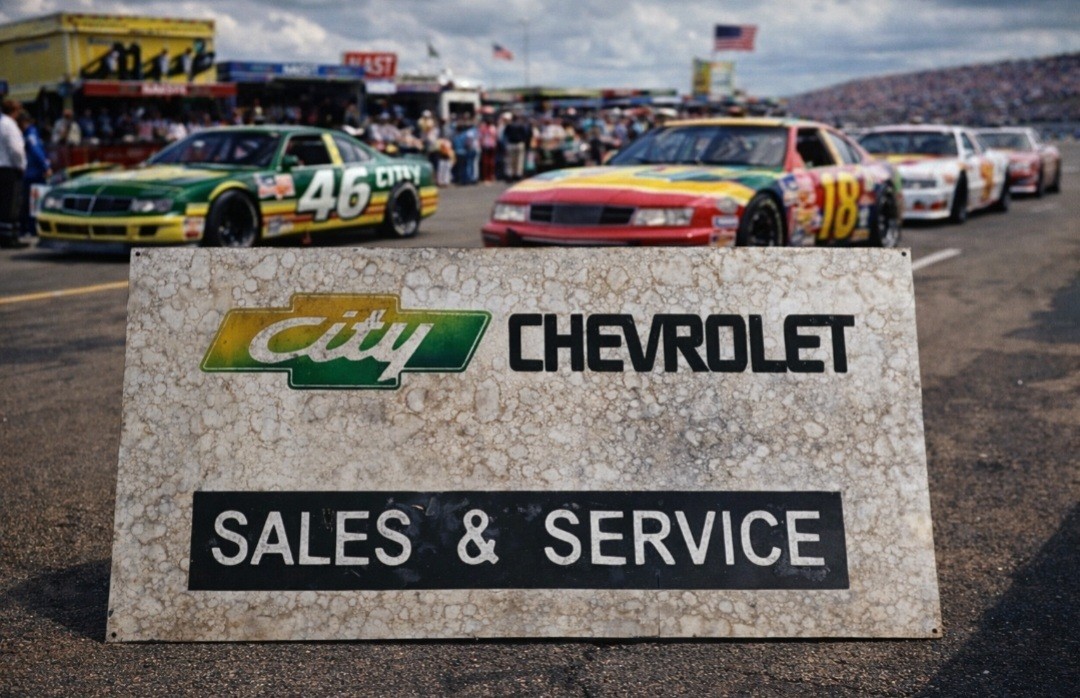 City Chevrolet Parts Painted Sign 24×12″ Vintage Look Antiqued Speed Shop