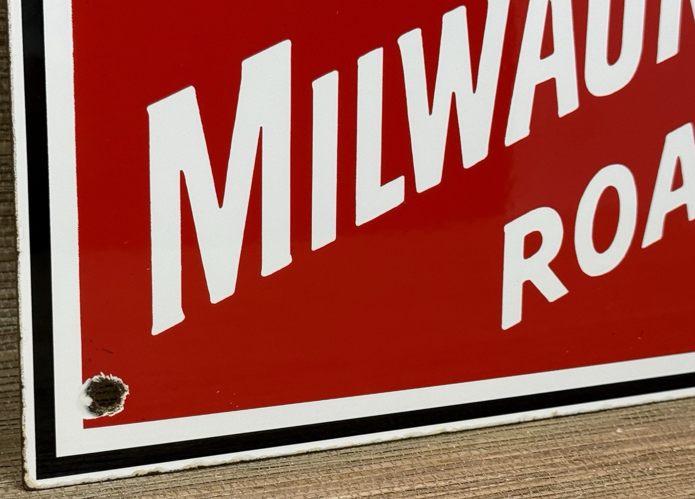 VINTAGE THE MILWAUKEE ROAD PORCELAIN SIGN TRAIN STATION GAS OIL RAILROAD FREIGHT