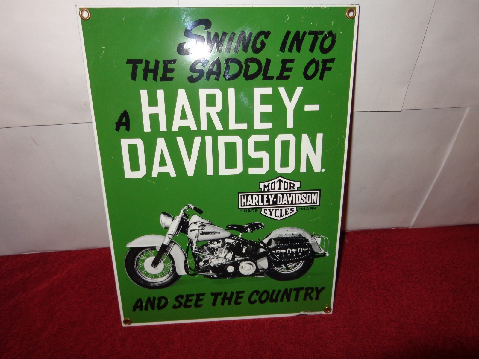 8 x 11 in HARLEY DAVIDSON MOTORCYCLES ADV. SIGN HEAVY METAL PORCELAIN – S 338