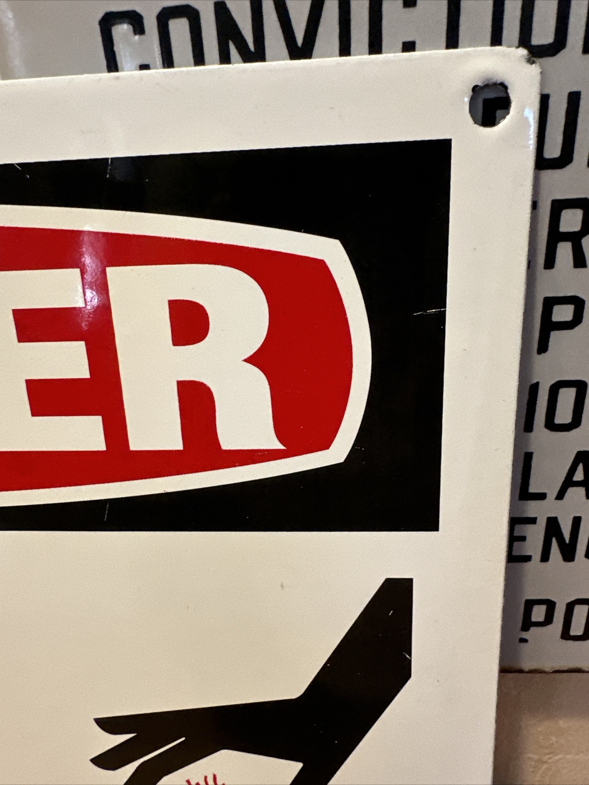 ORIGINAL & AUTHENIC “DANGER – HOT” 10X14 INCH PORCELAIN SIGN