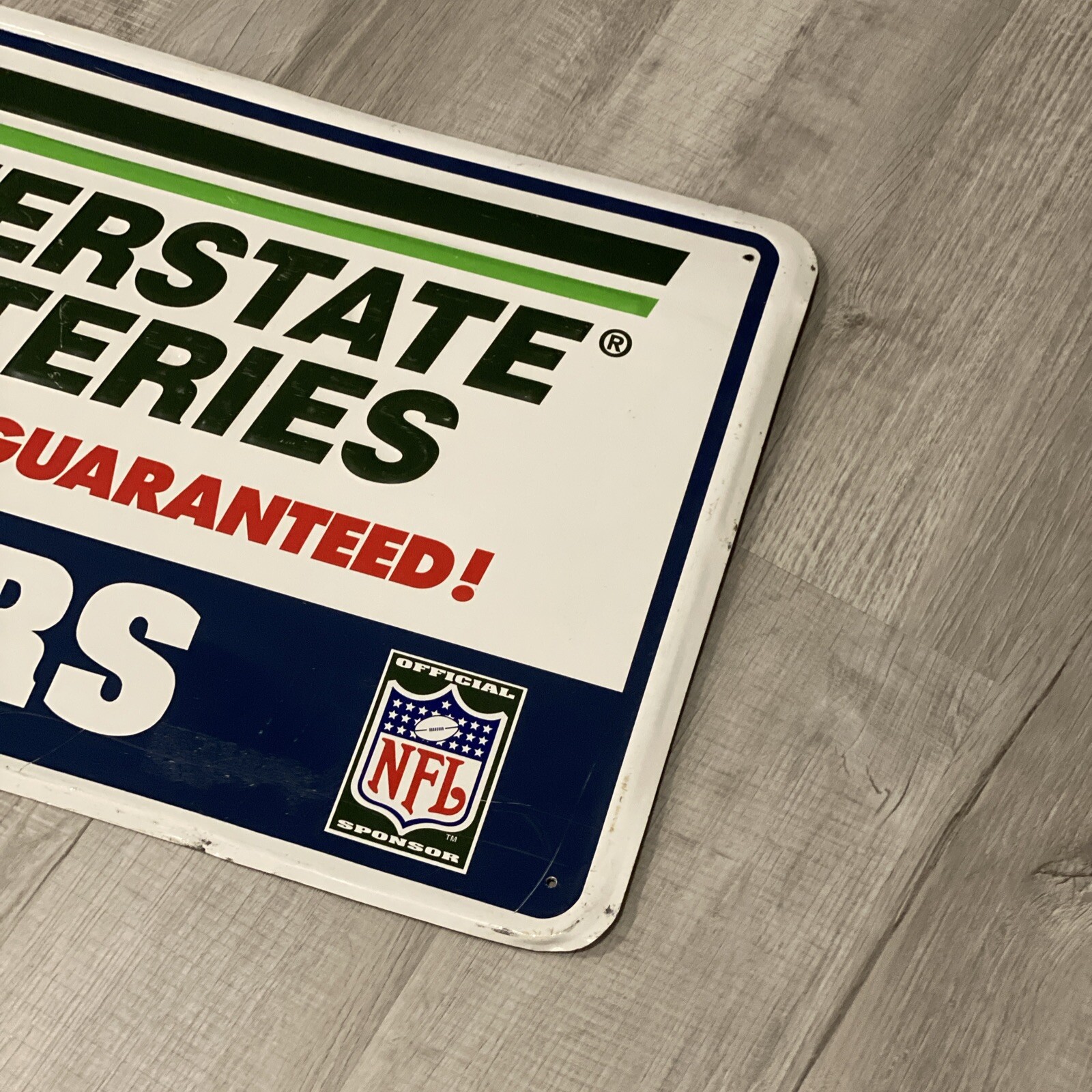 Rare Interstate Battery Embossed San Diego Chargers NFL GAS Station SIGN 48×18